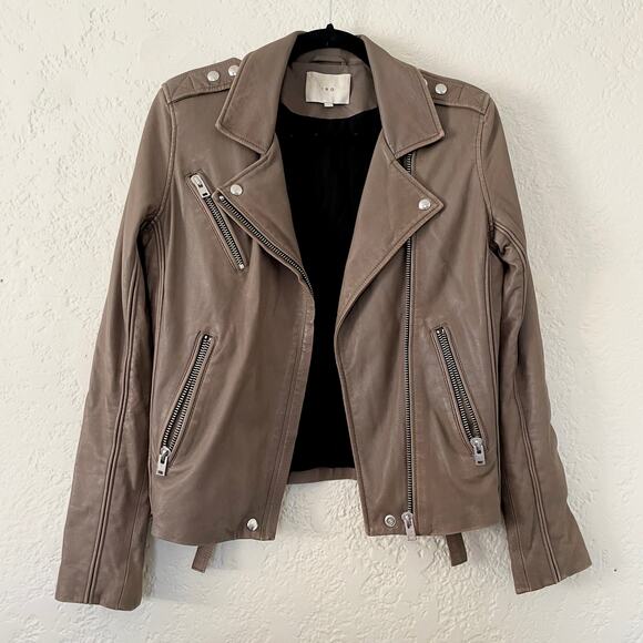 IRO Tara Leather Moto Motorcycle Biker Jacket Brown sz 40 US 6 8 - Picture 2 of 12